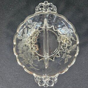 Silver City Blossom Time Divided Relish Dish Handles With Sterling Silver Overla